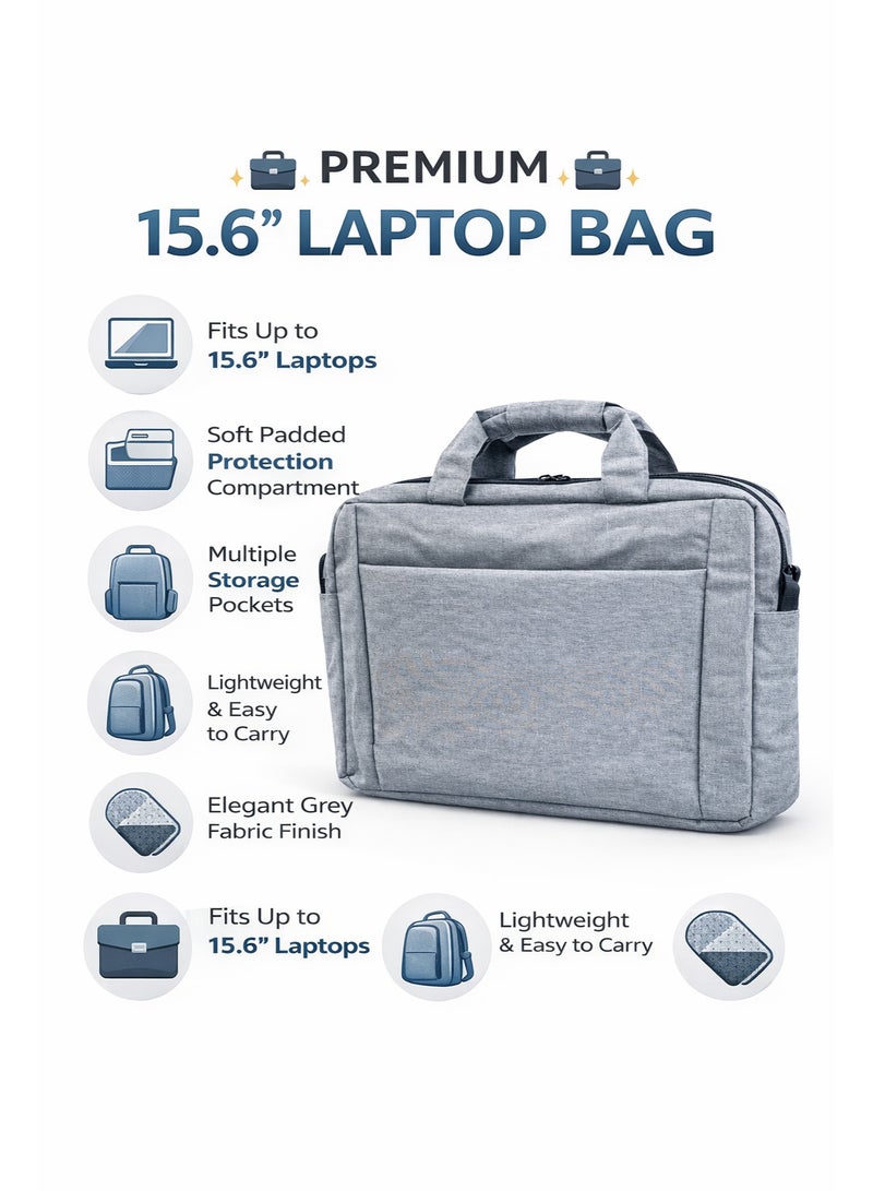 AGNAR 15.6 Inch Laptop Bag Sleeve – Slim Lightweight Business Briefcase with Padded Laptop Compartment & Front Pocket – Grey - Image 1